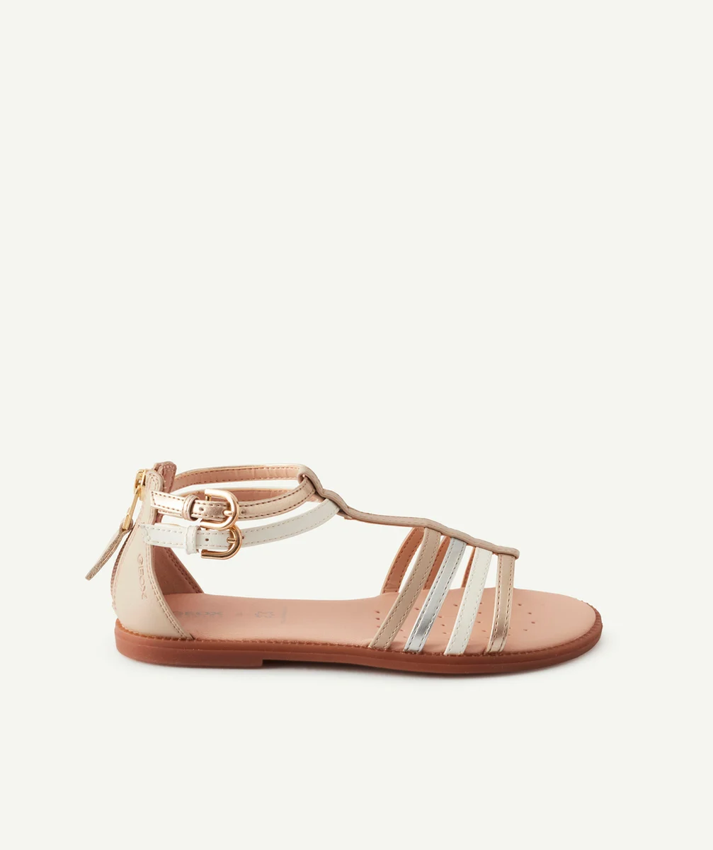 GEOXLES SANDALES COULEUR DORÉE ET BLANCHES AVEC ZIP