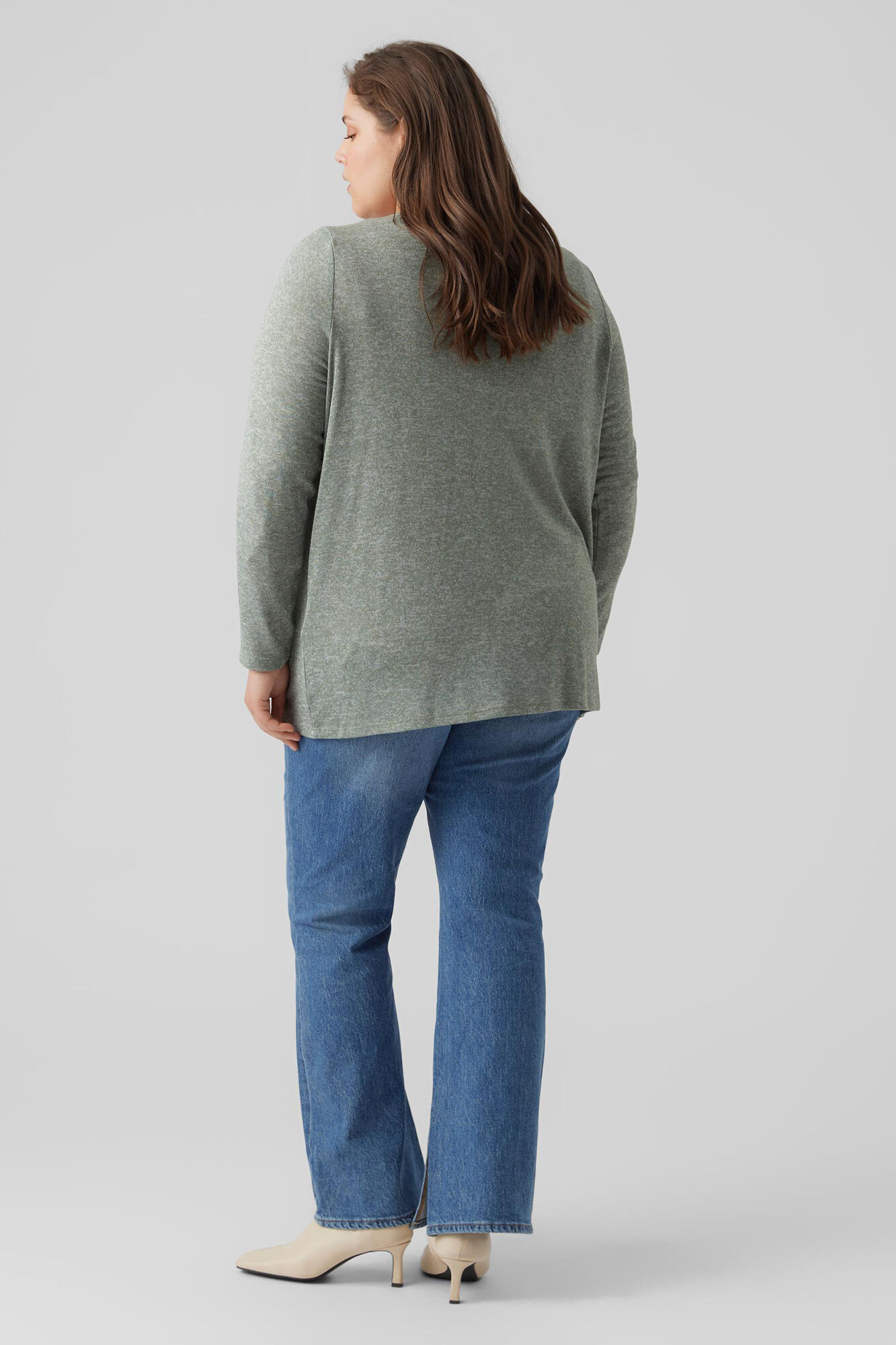 Cardigã básico de tricô plus size - Verde
