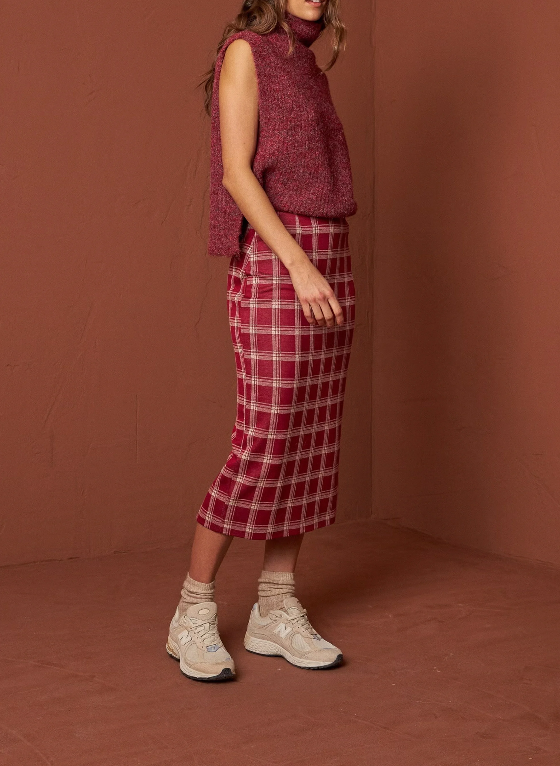 Pull col montant| Rouge