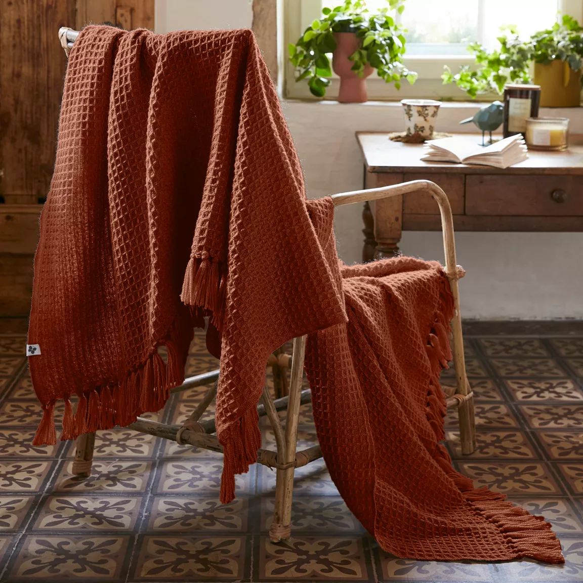 Plaid canapé matière recyclée (130 x 160 cm) Gabin Terracotta