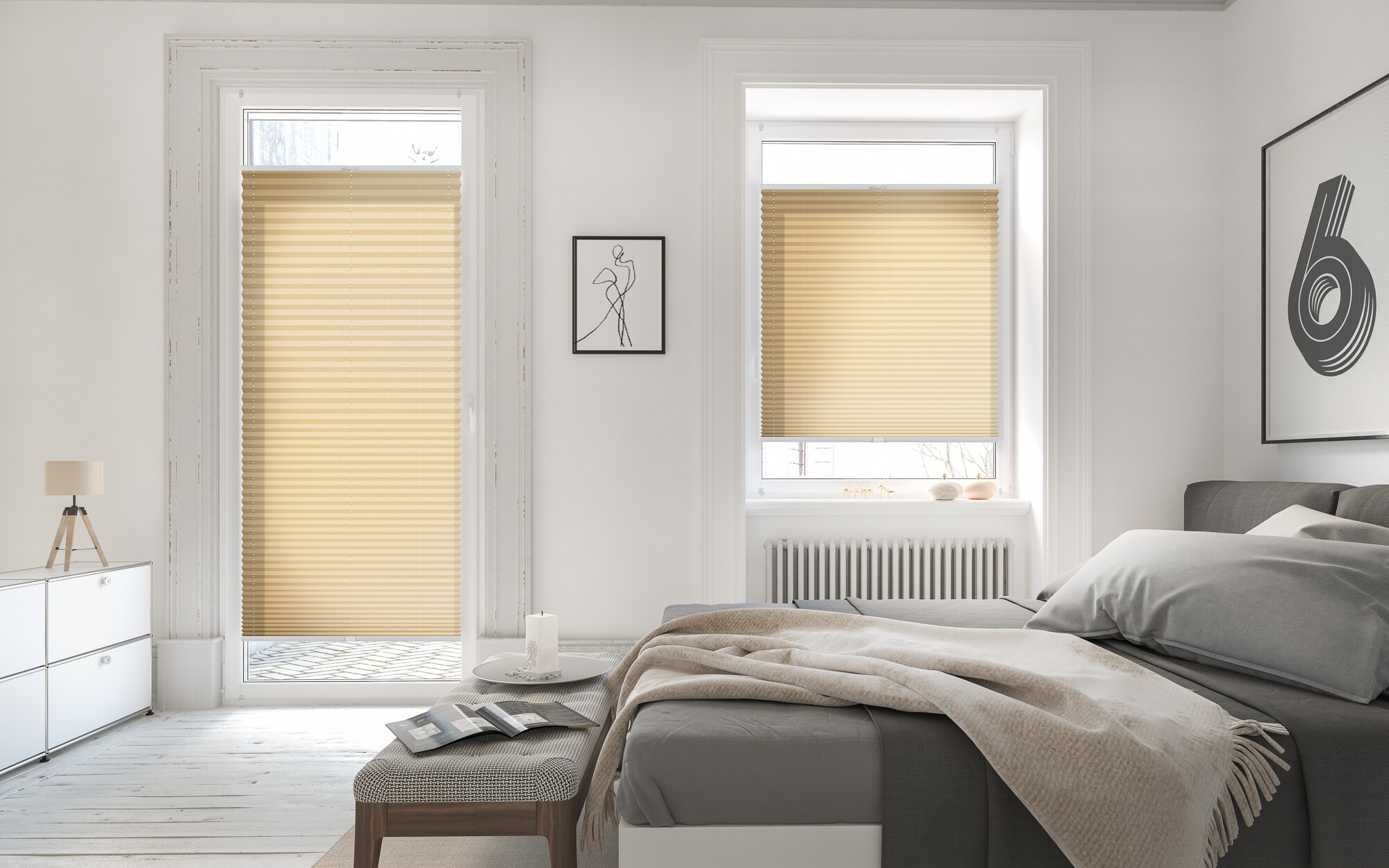 Lichtblick Plissee Klemmfix, ohne Bohren, verspannt, blickdicht, Hitzeschutz - Beige