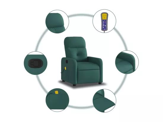 Fauteuil massant inclinable Vert foncé Tissu
