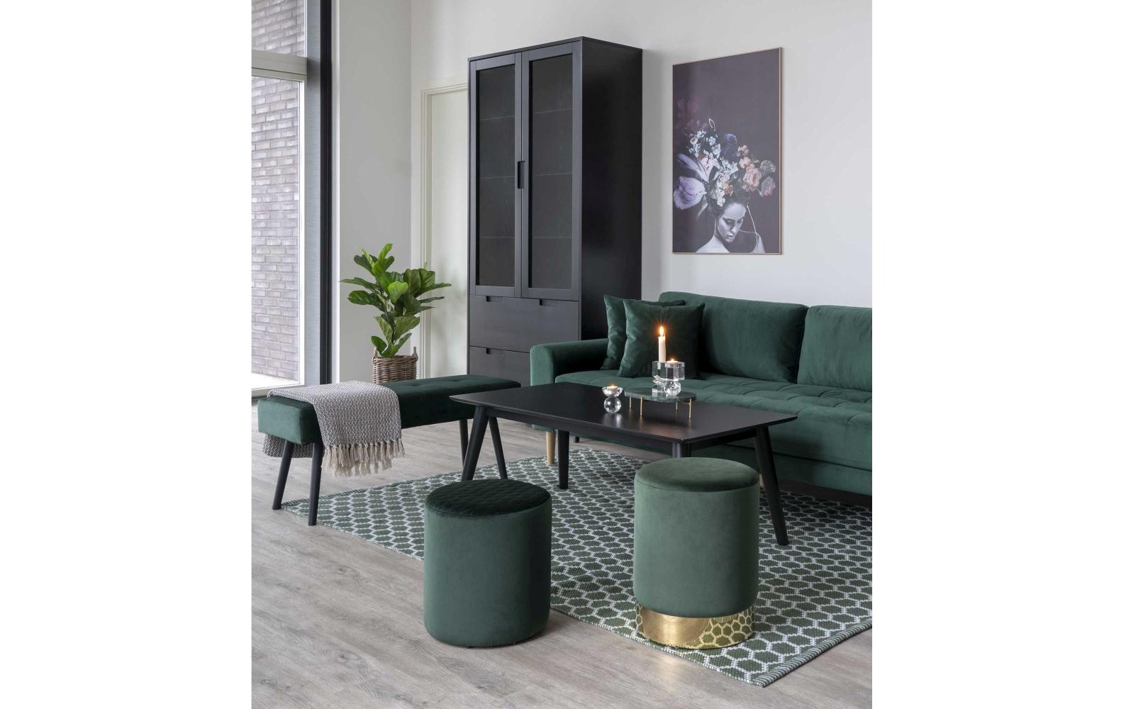 Sitzbank Skiby 100 x 44 cm, Grün/SchwarzSitzbank in Samtoptik