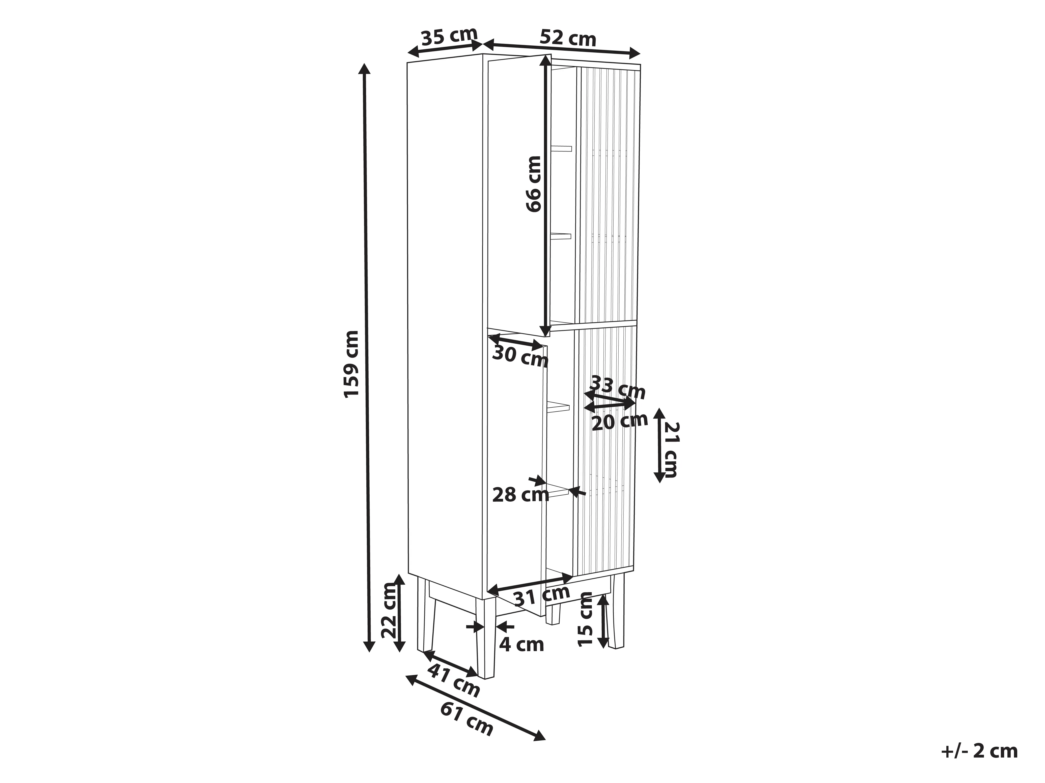 Badkamermeubel NUBES 52 cm Wit