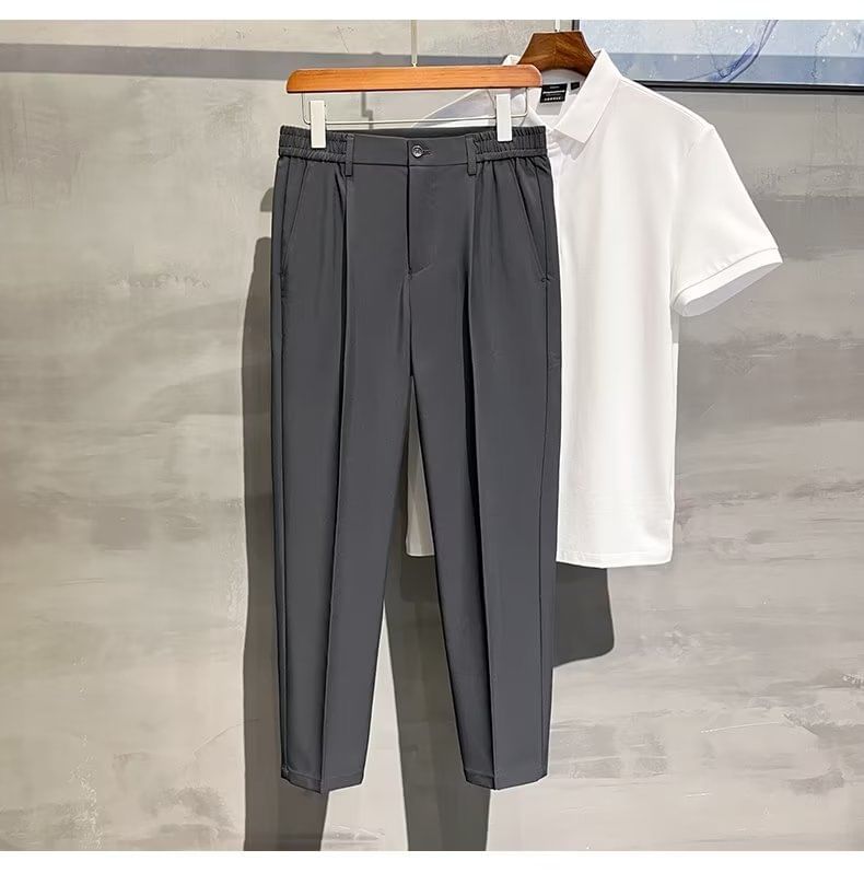 Maxelane - Effen rechte broek met elastische taille (verschillende ontwerpen)