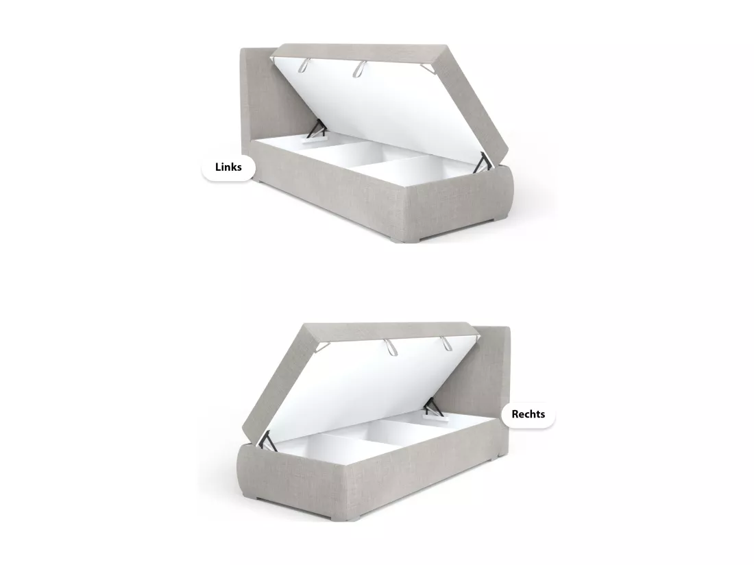 LIT BOXSPRING avec coffre de rangement Buffalo Mini côté gauche 100x200 cm, Lux 05 (Gris clair)