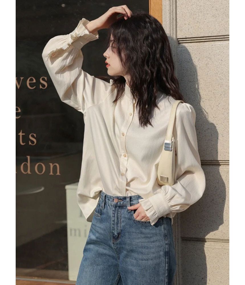 Omibayo - Blouse met pofmouwen en col