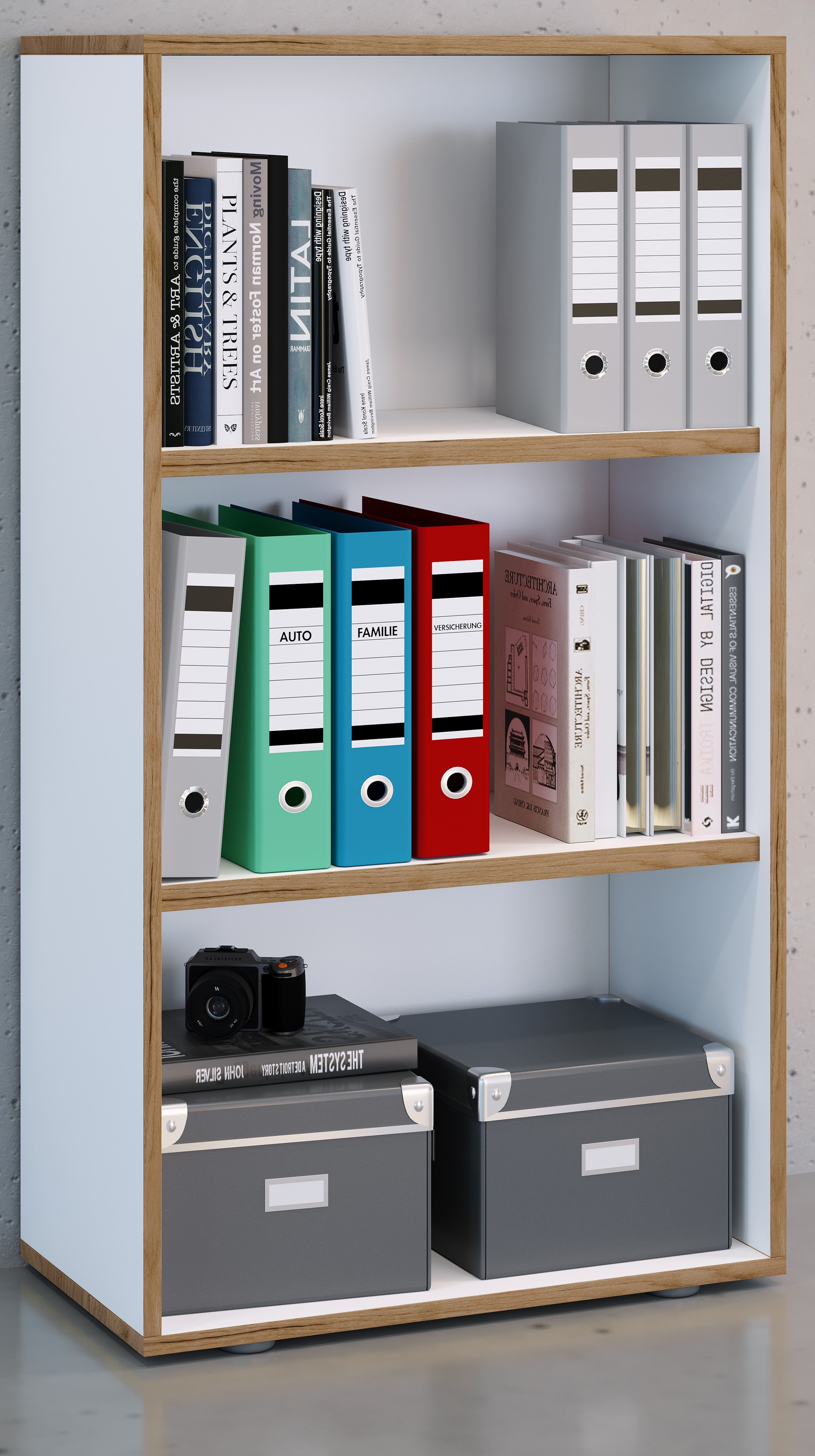 VCM Holz Büro Stand Regal Bücher Ordner Aktenregal Ordnerregal Bücherregal Salia 3fach B. 60 cm