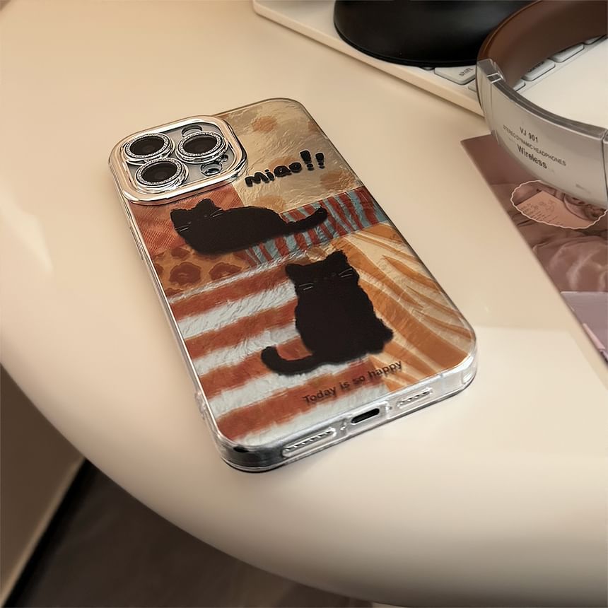 Mobby - Cat Metallic telefoonhoesje - iPhone 16 Pro Max / 16 Pro / 16 Plus / 16 / 15 Pro Max / 15 Pro / 15 Plus / 15 / 14 Pro Max / 14 Pro / 14 Plus / 14 / 13 Pro Max / 13 Pro / 13 / 13 Mini