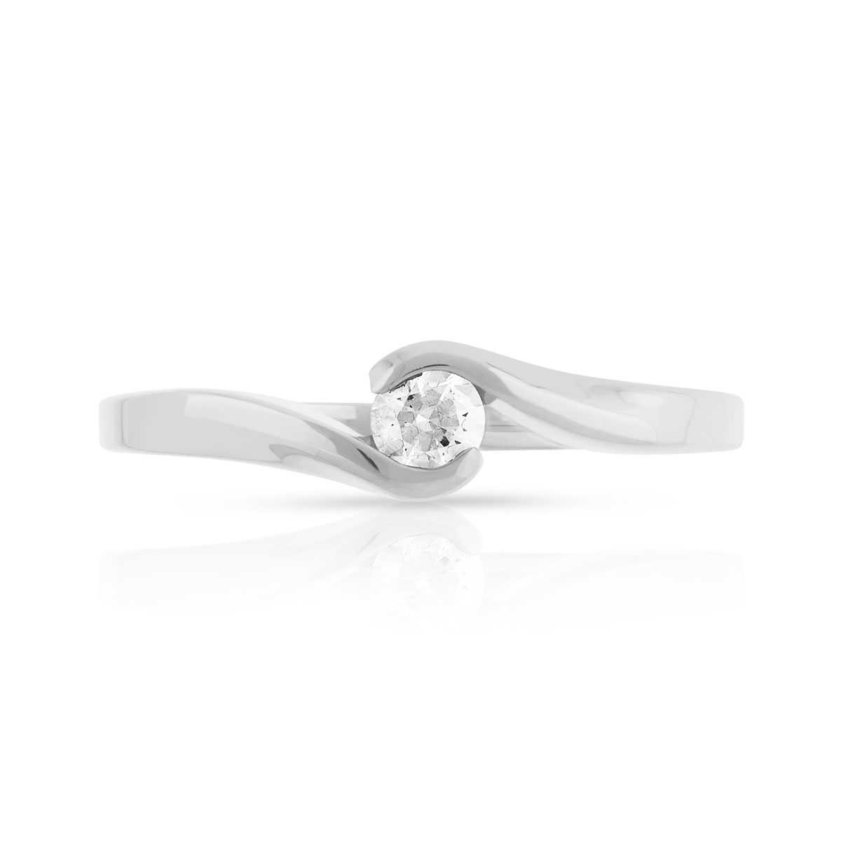 Bague solitaire or 750 blanc diamant 15/100e de ca