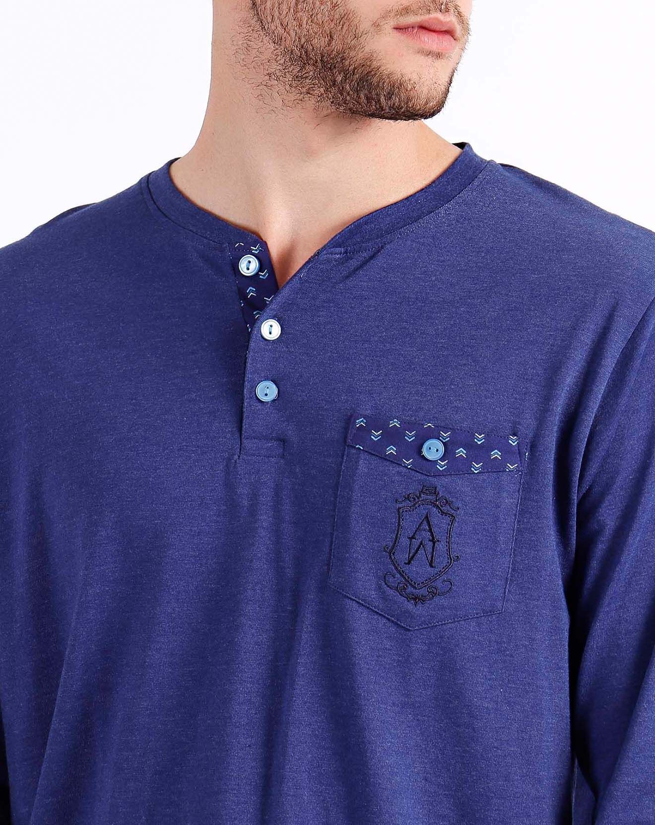 Admas Classic Pyjama T-Shirt Manches Longues & Pantalon bleu