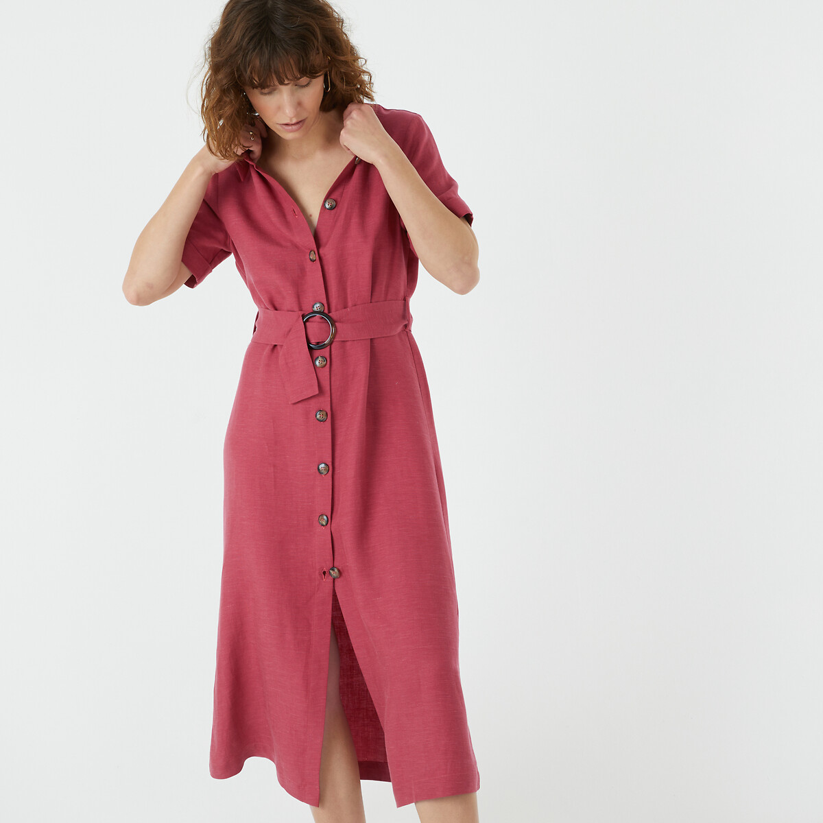 COLEÇÕES LA REDOUTE<br>Camisa em lyocell/linho misto Signature OPHELIE