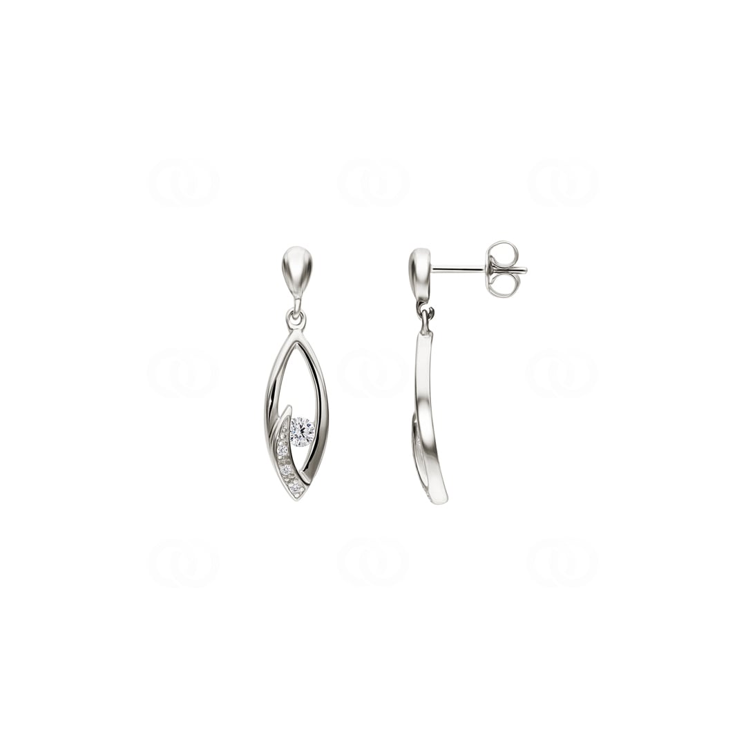 Ohrringe 925 Silber rhodiniert mit Zirkonia rund