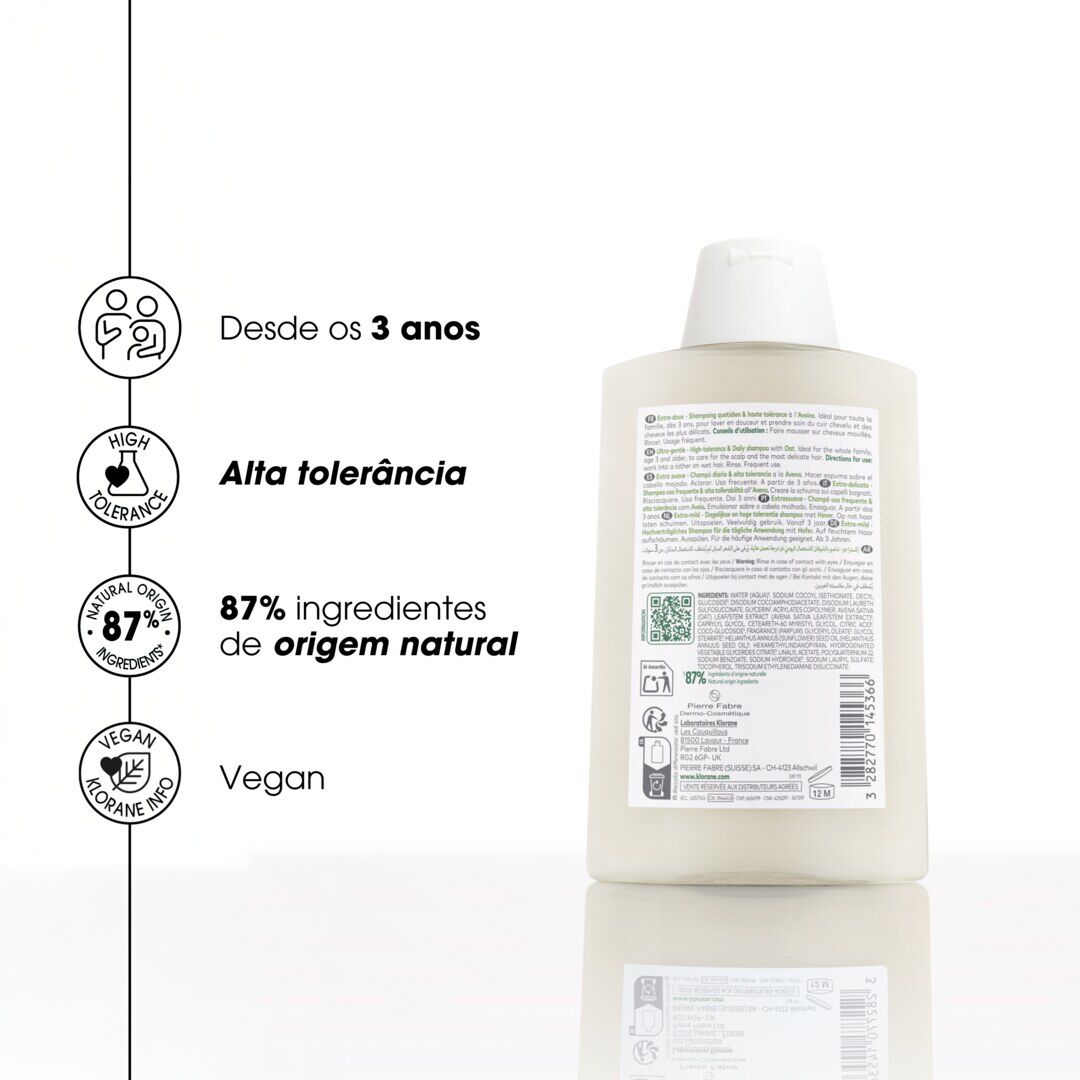KLORANE  Champô Aveia Ultra-Suave Cabelo Normal - 200ml