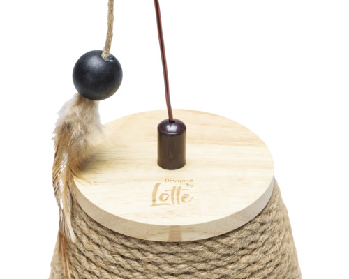 Krabmeubel ontworpen door Lotte, kattenspeeltje Tumble Mae, 15 x 15 x 18 cm, sisal, hout