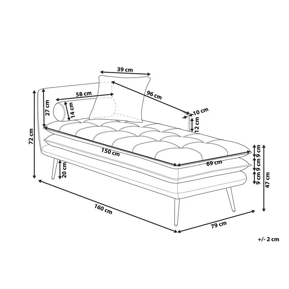 GONESSE - Chaise longue - Bruin - Linkerzijde - Polyester