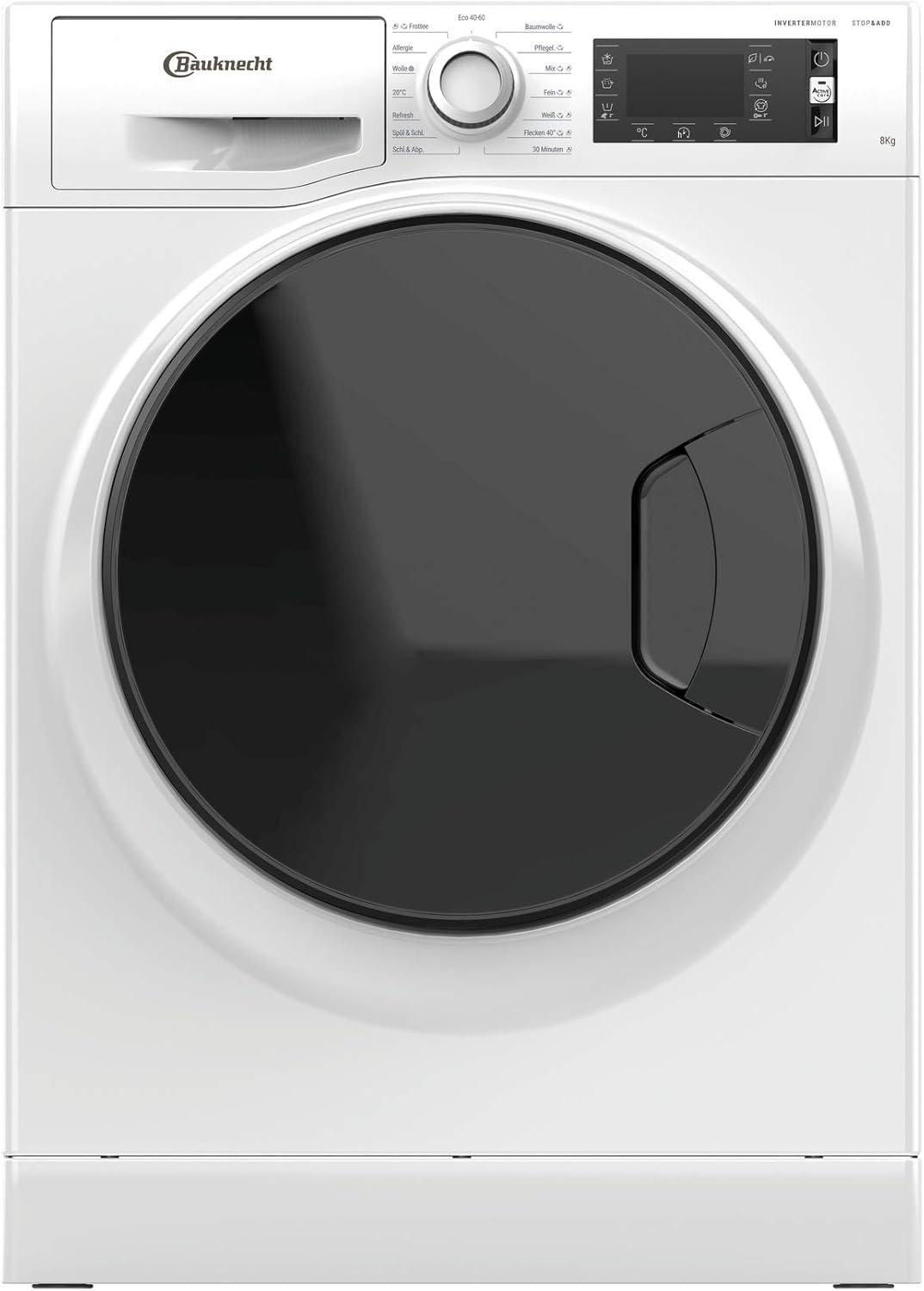 Bauknecht W Active 823 PS Waschmaschine Frontlader/ 8kg / Active Care Color+ / kraftvolle Fleckentfernung / Dampf Programme / Hygiene Option / Steam Refresh / ProSilent-Motor / Stop&Add, Weiß