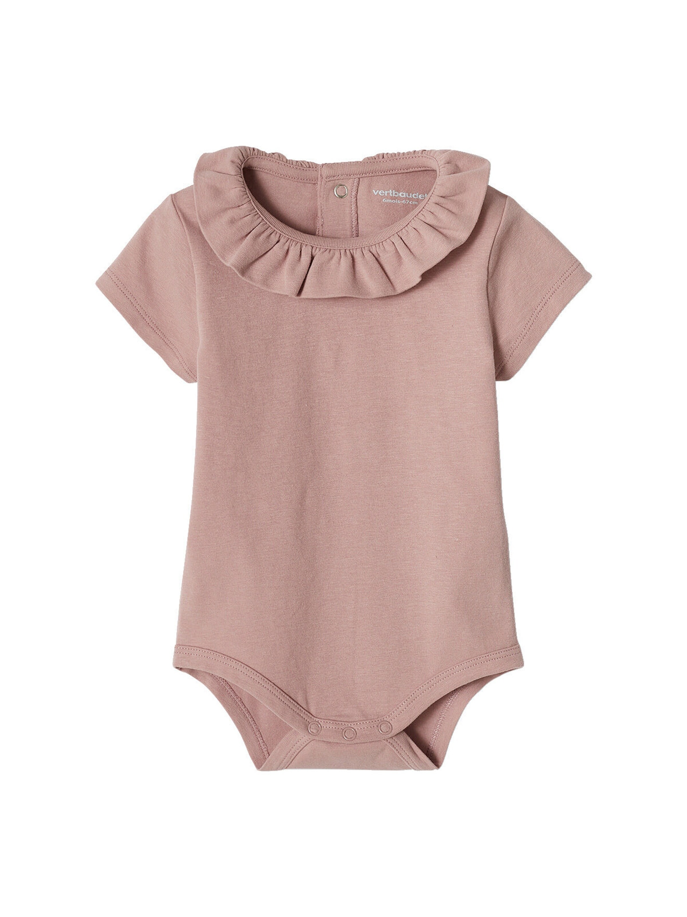 Vertbaudet 2er-Pack Baby Kurzarm-Bodys, Rüschenkragen violett