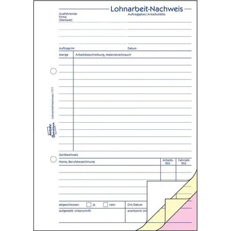 Avery Zweckform 1771 Lohnarbeit-Nachweis, A5, selbstdurchschreibend, 3x40 Blatt