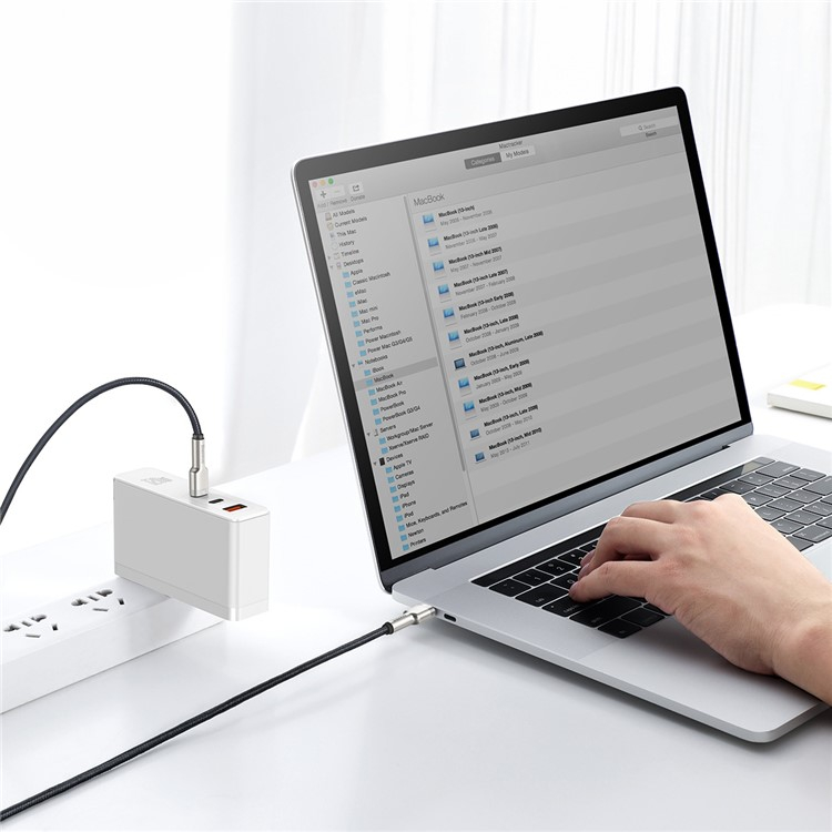 (1m) 100W USB C Nylon Ladekabel Datenkabel - Schwarz / Weiss