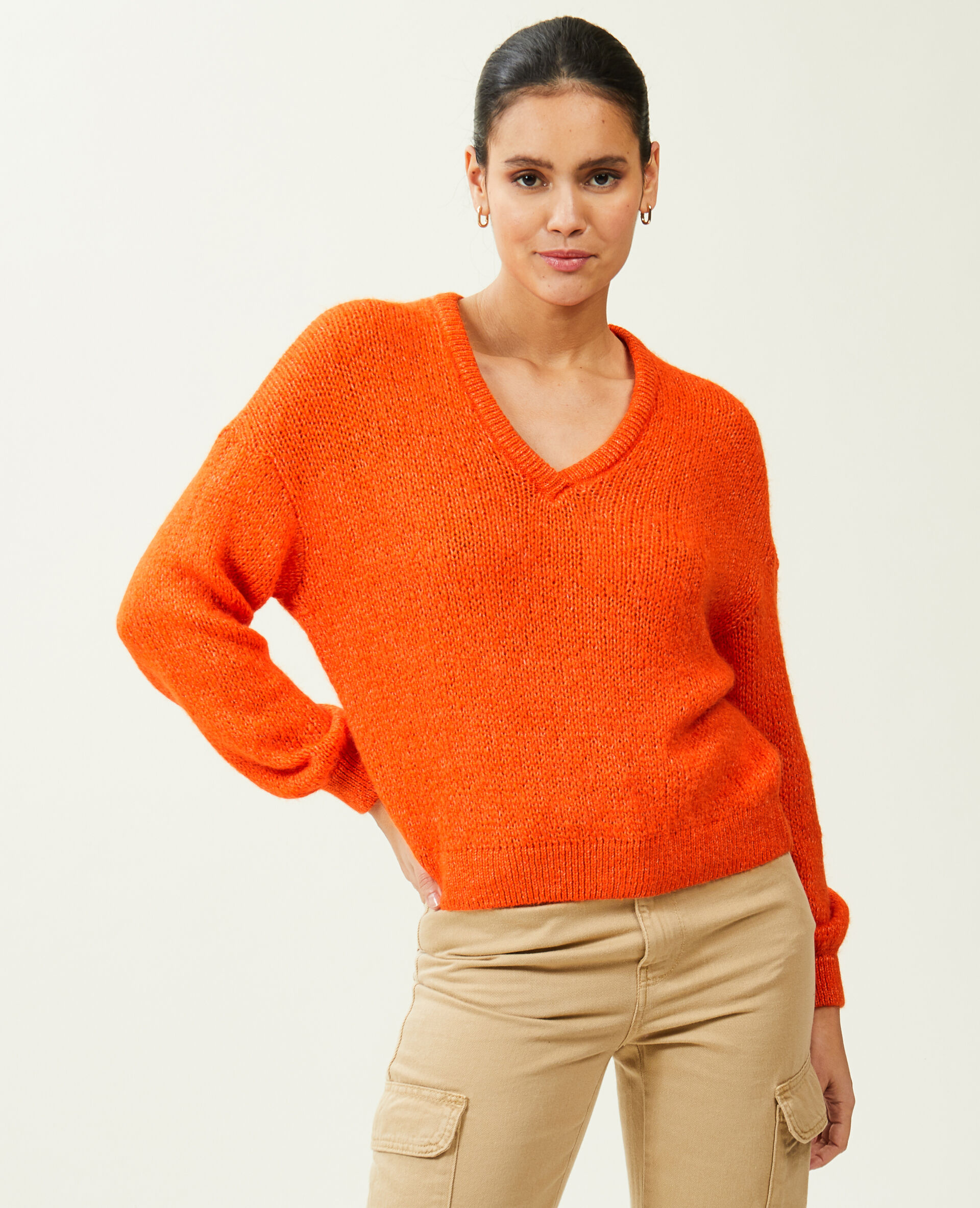 Pull col V - Orange