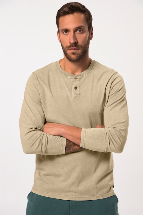 JP 1880 Langarm-Henley, Rundhals mit Knopfleiste, bis 8 XL
