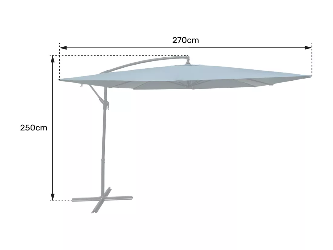 Parasol déporté MOLOKAI carré 2,7x2,7m gris - HAPPY GARDEN