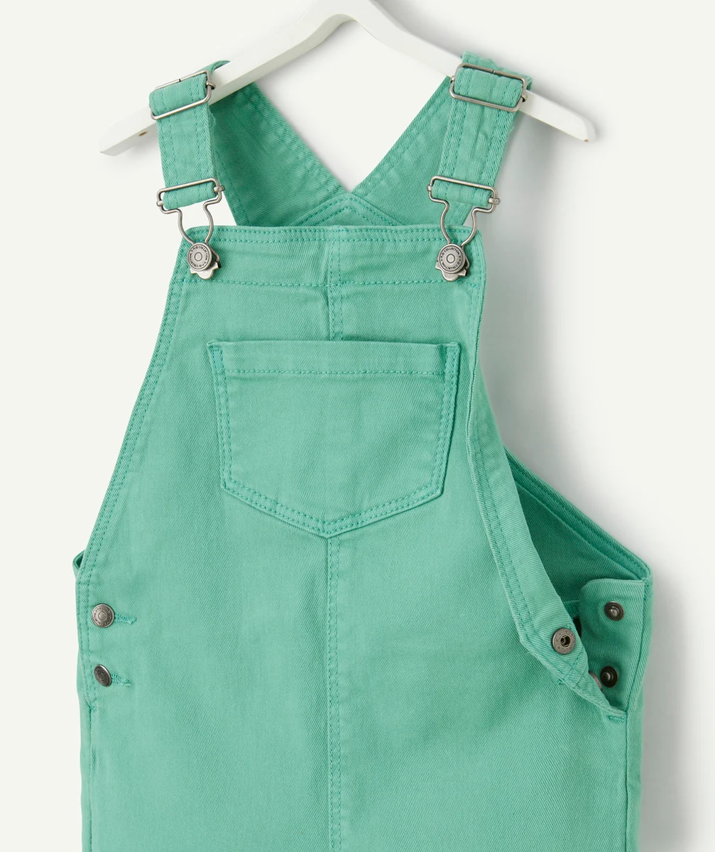 salopette bébé garçon en fibres recyclées verte avec patch messages