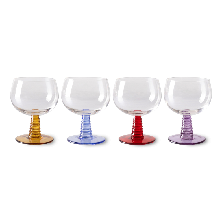 HKliving Swirl Low wijnglas set van 4