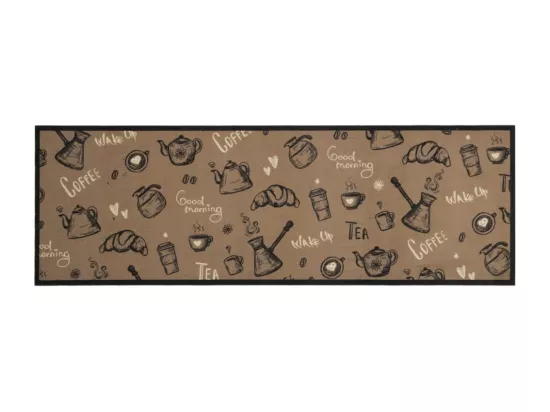 Tapis de cuisine lavable imprimé Morning brun 60x180 cm velours