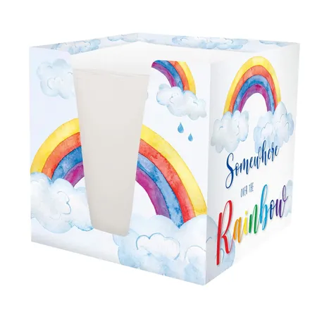 RNK Verlag Notizklotz, 9 x 9 cm, weiß, Motiv “Rainbow”