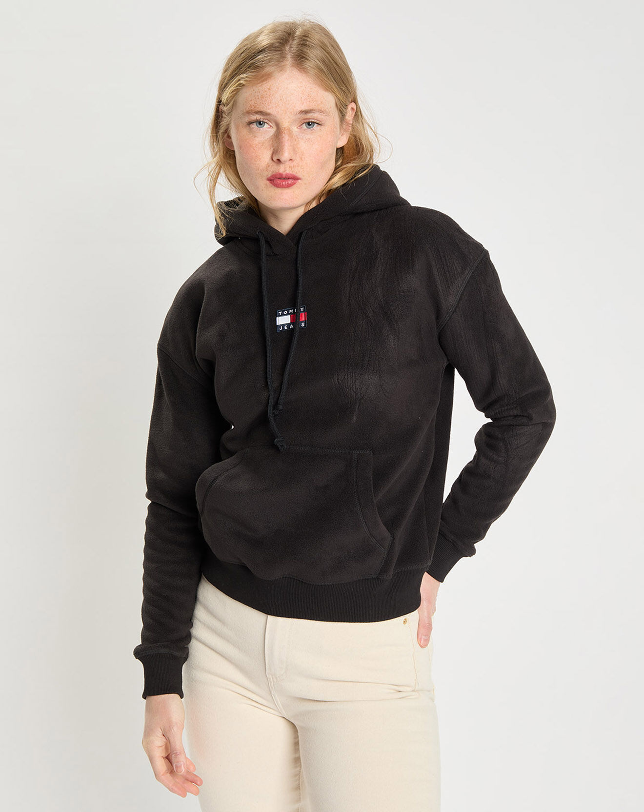 Tommy Jeans Sweat en Polaire Center Badge Fleece noir
