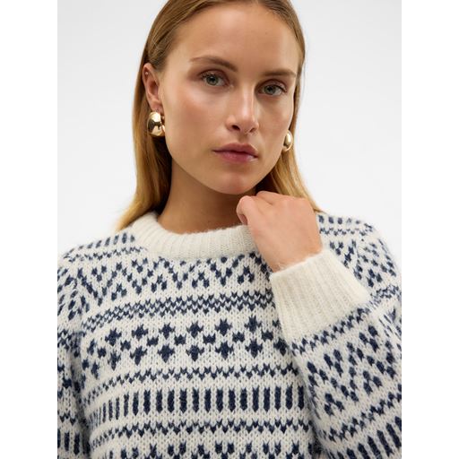 Vero Moda Kaira Striktrøje, Birch/Navy Blazer, XL