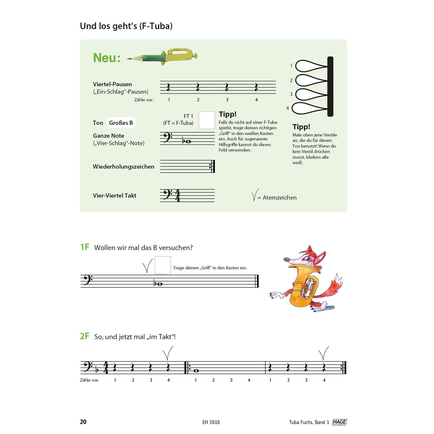 Hage MusikVerlag EH 3818 Tuba Fuchs Band 1 lesboek (Duitstalig)