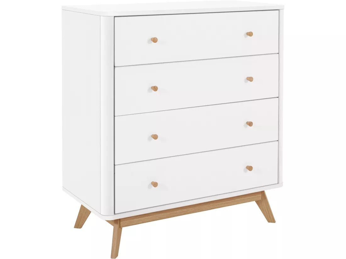 Avery | Commode avec 4 tiroirs en MDF blanc