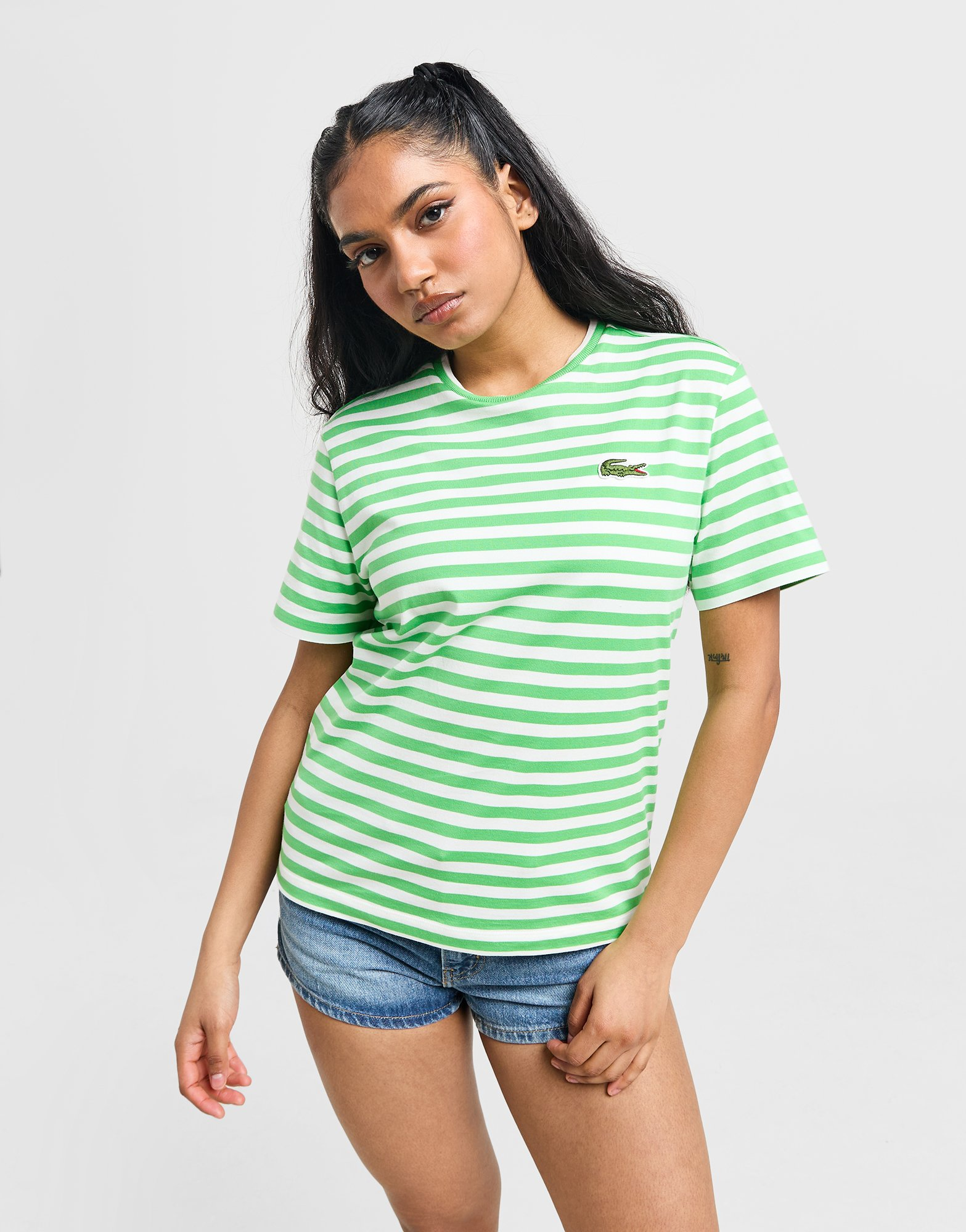 Lacoste T-shirt Stripe Logo Femme