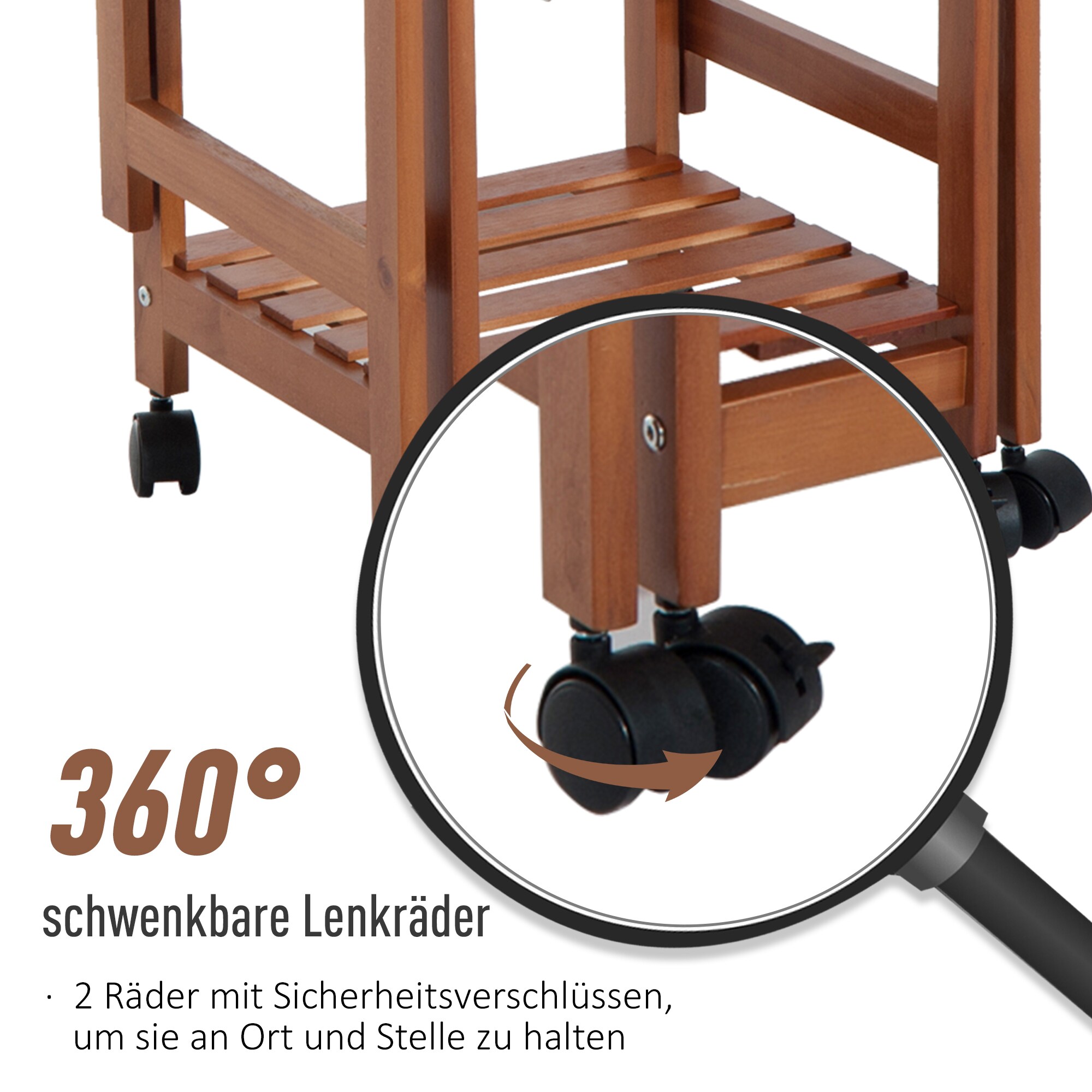 HOMCOM Servierwagen mit Schubladen natur 92 x 37 x 75 cm (LxBxH)
