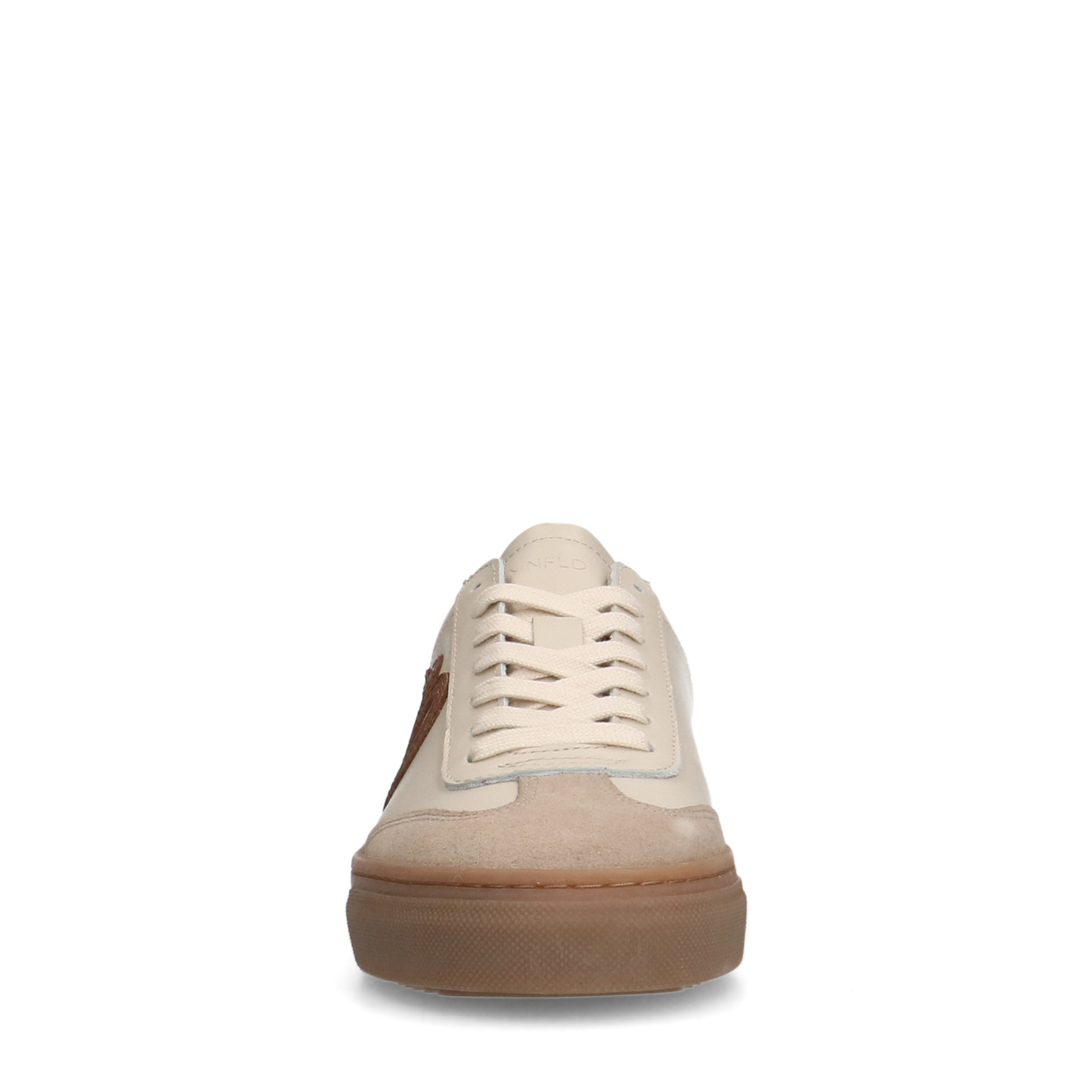 Beige leren sneakers met suède details