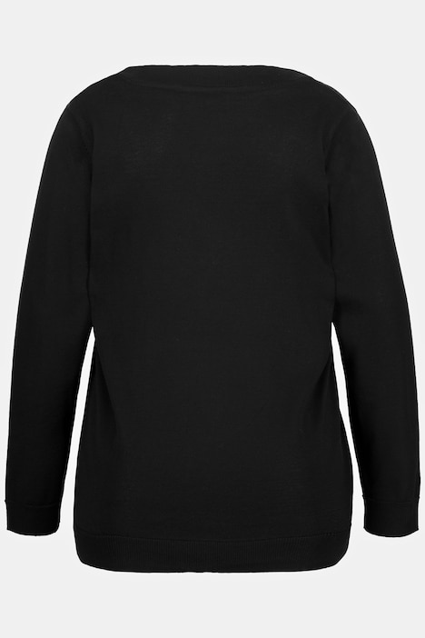 Pullover, V-Ausschnitt, Langarm, weicher Feinstrick
