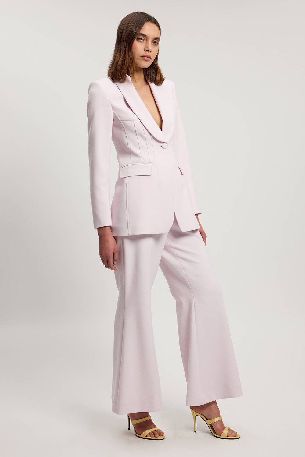 KarenMillen Pantalon Tailleur Petite Compact Stretch À Jambe Large