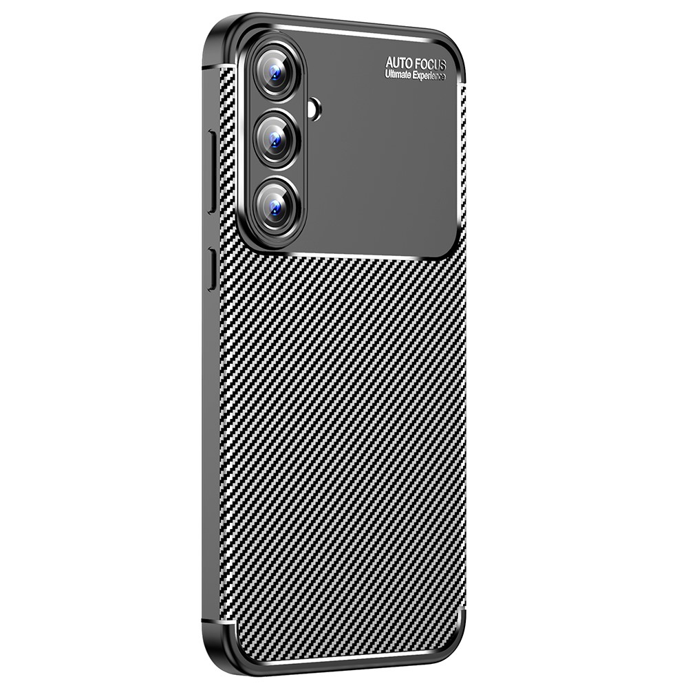 Samsung Galaxy A55 Gummi Case Schutzhülle mit Air Cushion Fallschutz im Carbon Look - Schwarz