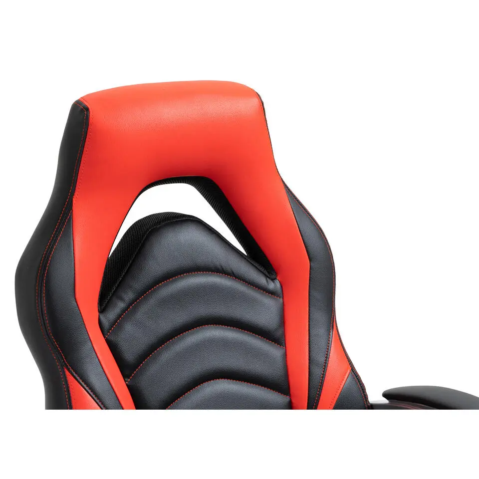 CLP Bureaustoel Foxton grijs Frame - Kunstleer - zwart/rood