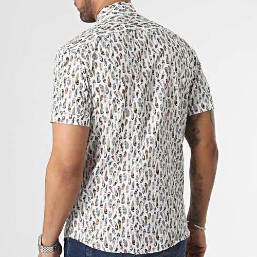 Chemise Manches Courtes Blanc Vert Kaki