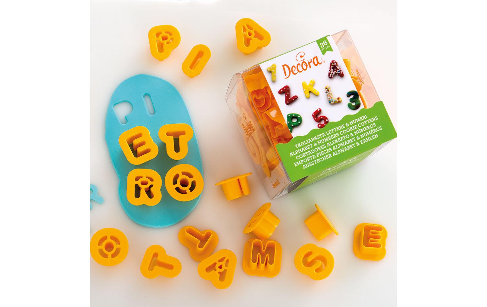 Guetzli-Ausstecher-Set 36 Stück, Alphabet und ZahlenAusstecher in Buchstaben- und Zahlenform