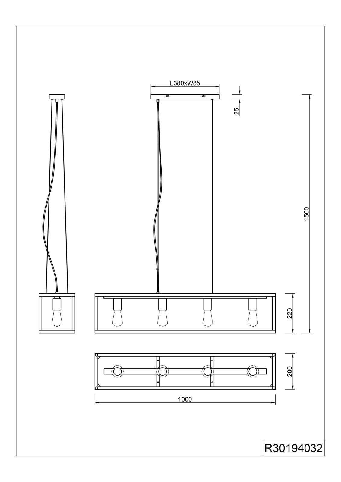 Retrofit Pendellampe VITO schwarz