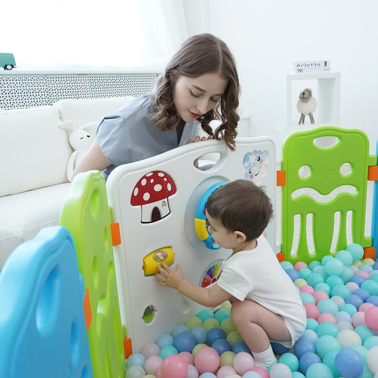 Baby Vivo Laufgitter aus Kunststoff mit Tür COLORS XL - Erweiterbar
