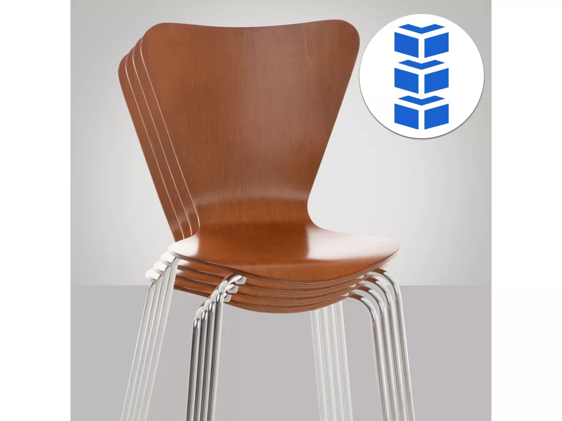 Lot de 4 Chaise de conférence - Bois & Nature - Marron - Calisto