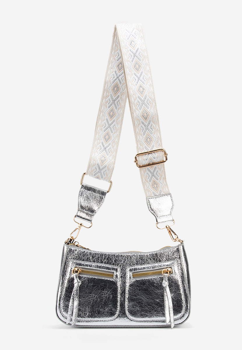 Sac bandoulière femme argent Sabrya