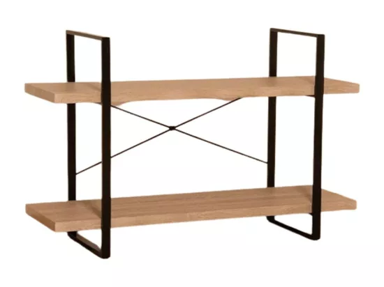 Étagère industrielle SHELVES – 2 niveaux – Bois et métal – Design loft tendance