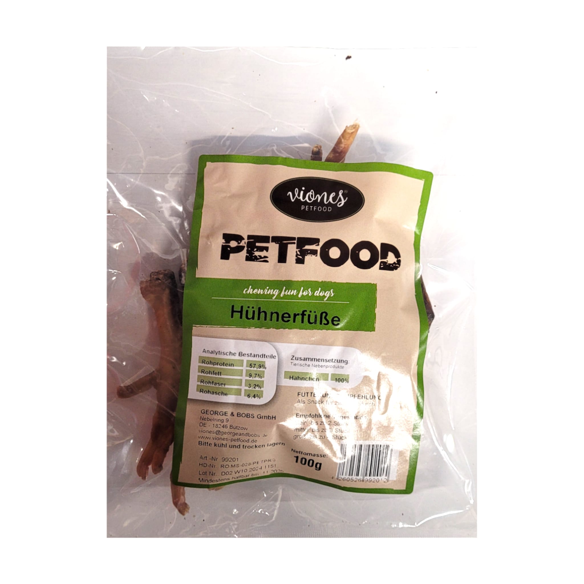 Hundesnack Hühnerfüße 100g MHD:9.9.26